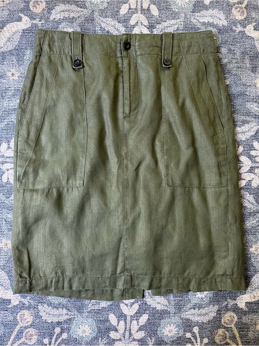 J.Crew Olive Green Linen Utility Skirt Size 2